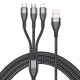Câble De Charge 3 En 1 Pour Smartphones Charge Rapide 6A USB-C 8 Pin Micro USB 2 m Tressé Résistant