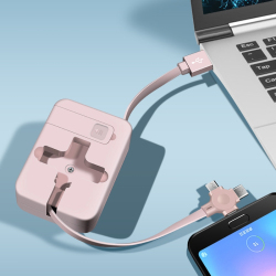 Câble De Charge Et De Données 5 En 1 Télescopique Avec Miroir Support Smartphone Et Embouts Micro USB 8 Pin Type C - www.yoni...