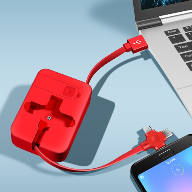 Câble De Charge Et De Données 5 En 1 Télescopique Avec Miroir Support Smartphone Et Embouts Micro USB 8 Pin Type C - www.yoni...
