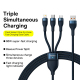 Câble De Charge Rapide 3 En 1 USB 66 W Tressé Nylon 1,2 M Type C 8 Pin Micro USB