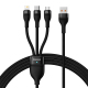 Câble De Charge Rapide 3 En 1 USB 66 W Tressé Nylon 1,2 M Type C 8 Pin Micro USB