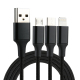 Câble De Charge 3 En 1 USB Vers Lightning USB-C Et Micro-USB En Nylon Tressé 120 cm Pour Smartphones - www.yonis-shop.com