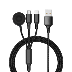 Câble De Charge 3 En 1 Pour iPhone Et Apple Watch Charge 3 Appareils Transfert De Données USB-C Tressé 1 m