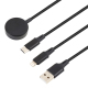 Câble De Charge 3 En 1 Pour iPhone Et Apple Watch Charge 3 Appareils Transfert De Données USB-C Tressé 1 m Noir