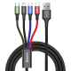 Câble De Charge 4 En 1 3.5 A 1.2 M Tressé Nylon USB C 8 Pin Micro USB Pour Smartphones