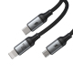 Câble De Charge 3 En 1 Type C 8 Pin Et Micro USB Pour 3 Appareils Charge Simultanée 30 W Tresse Nylon Durable