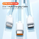 Câble De Charge Et De Données 3 En 1 Pour Smartphones 8 Pin USB C Micro USB 3 A 480 Mbps Tressé Résistant