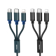 Câble De Charge 3 En 1 USB Vers 8 Pin USB-C Et Micro USB 1 m 2.8 A Avec Alliage D’Aluminium Et Fil Tressé En PVC