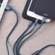 Câble De Charge 3 En 1 USB Vers 8 Pin USB-C Et Micro USB 1 m 2.8 A Avec Alliage D’Aluminium Et Fil Tressé En PVC