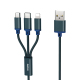 Câble De Charge 3 En 1 USB Vers 8 Pin USB-C Et Micro USB 1 m 2.8 A Avec Alliage D’Aluminium Et Fil Tressé En PVC