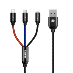 Câble De Charge 3 En 1 3,5 A Tressé 1,2 m Micro USB Lightning USB-C Pour Android Et Apple - www.yonis-shop.com
