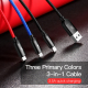 Câble De Charge 3 En 1 3,5 A Tressé 1,2 m Micro USB Lightning USB-C Pour Android Et Apple