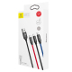 Câble De Charge 3 En 1 3,5 A Tressé 1,2 m Micro USB Lightning USB-C Pour Android Et Apple