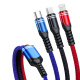 Câble USB 3 En 1 Charge Rapide 6A 66W Tressé 8 Pin Micro USB USB-C Résistant et Universel