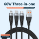 Câble De Charge Rapide 3 En 1 USB Vers USB C 8 Broches Et Micro USB Jusqu’à 66 W