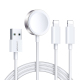 Câble De Charge 3 En 1 USB Pour iWatch Avec Double Connecteur 8 Broches Charge Magnétique 3200 GS Et Recharge Simultanée De 3 Appareils