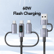 Câble De Charge Rapide 6 En 1 60 W Avec Affichage LED Puce E Marker Et Fil Tressé 1.2 M