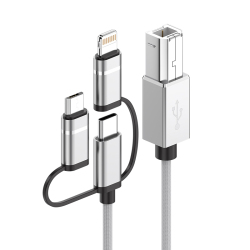Câble Imprimante USB 3 En 1 Pour Instruments MIDI USB-C Micro USB 8 Pin Vers USB-B 2.0 1 m