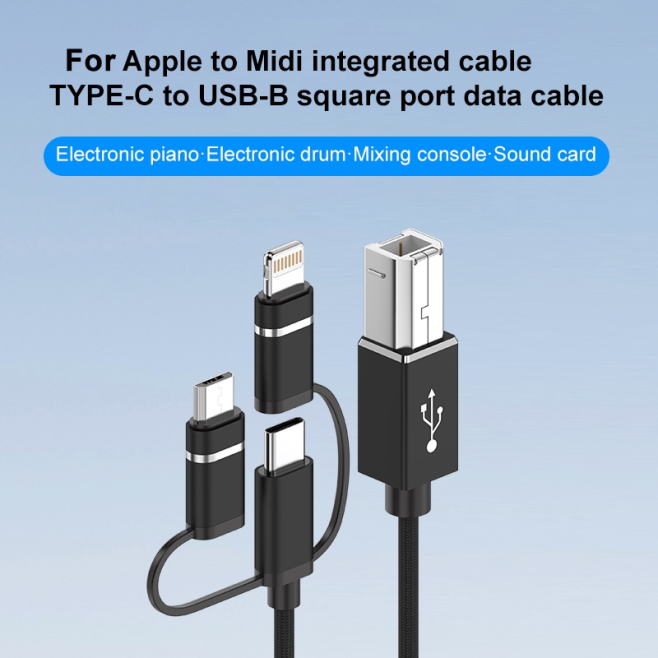 Câble Imprimante USB 3 En 1 Pour Instruments MIDI USB-C Micro USB 8 Pin Vers USB-B 2.0 1 m һәққ