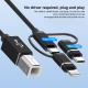 Câble Imprimante USB 3 En 1 Pour Instruments MIDI USB-C Micro USB 8 Pin Vers USB-B 2.0 1 m һәққ