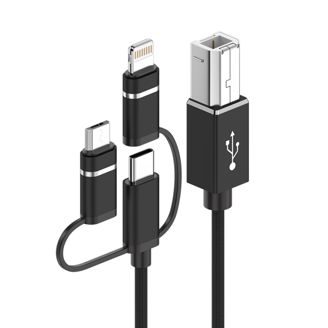 Câble Imprimante USB 3 En 1 Pour Instruments MIDI USB-C Micro USB 8 Pin Vers USB-B 2.0 1 m һәққ