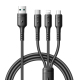 Câble De Charge 3 En 1 Pour 8 Pin USB-C Et Micro USB Jusqu’à 3A Charge 3 Appareils À La Fois PVC Flexible Résistant