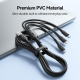 Câble De Charge 3 En 1 Pour 8 Pin USB-C Et Micro USB Jusqu’à 3A Charge 3 Appareils À La Fois PVC Flexible Résistant