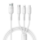 Câble De Charge 3 En 1 Pour 8 Pin USB-C Et Micro USB Jusqu’à 3A Charge 3 Appareils À La Fois PVC Flexible Résistant
