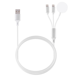 Câble De Charge Magnétique 3 En 1 8 Broches Pour Téléphone Et Montre Charge Simultanée 1 m Blanc Résistant À La Torsion - www...