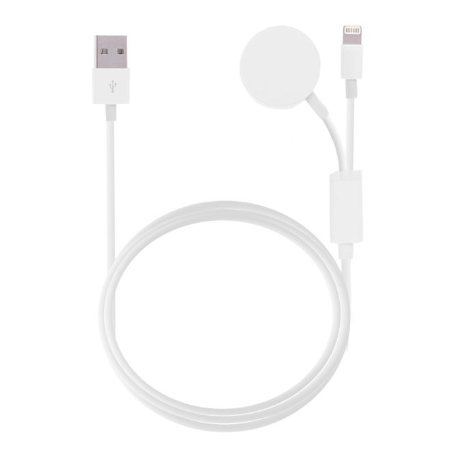 Câble De Charge Magnétique 8 Broches Pour iPhone Et Apple Watch Charge Simultanée 1 m Blanc Durable