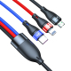 Câble De Charge Rapide 3 En 1 USB Vers Micro USB USB-C Et 8 Pin 40 W 5 A Pour 3 Téléphones Simultanément 1,2 M