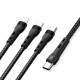 Câble De Charge Et De Données USB Type C 3 En 1 8 Pin Type C Micro USB Pour Trois Appareils 66 W 130 cm Tressé Nylon