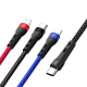 Câble De Charge Et De Données USB Type C 3 En 1 8 Pin Type C Micro USB Pour Trois Appareils 66 W 130 cm Tressé Nylon