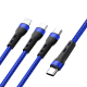 Câble De Charge Et De Données USB Type C 3 En 1 8 Pin Type C Micro USB Pour Trois Appareils 66 W 130 cm Tressé Nylon