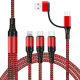 Câble De Charge Rapide 5 En 1 À Double Entrée USB USB C 3A Pour 3 Téléphones Nylon Tressé 1,2 M
