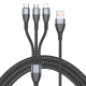 Câble De Charge Rapide 3 En 1 66W Tressé Nylon Pour 3 Appareils USB-C Micro USB 8 Pin 1,2 mres