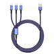 Câble De Charge Rapide 3 En 1 3A USB Type-C 8 Pin Micro USB Tressé Nylon 1,2 m Bleu 480 Mbps
