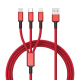 Câble De Charge Rapide 3 En 1 3A USB Type-C 8 Pin Micro USB Tressé Nylon 1,2 m Bleu 480 Mbps