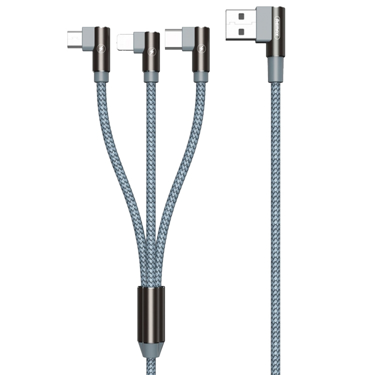Câble de Charge 3 en 1 1 m USB vers 8 Pin USB-C et Micro USB pour 3 A