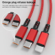 Câble De Charge 3 En 1 USB Type-C 8 Pin Micro USB 3A Tressé Nylon 1,2 m Transmission 480 Mbps