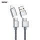 Câble De Charge Et Synchronisation 4 En 1 8 Pin USB Et 2 Type C 2.4A Tressé Avec Coque Aluminium 1 M