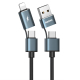 Câble De Charge Et Synchronisation 4 En 1 8 Pin USB Et 2 Type C 2.4A Tressé Avec Coque Aluminium 1 M