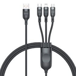Câble De Charge Rapide Tressé 3 En 1 8 Pin Micro USB USB C 1,2 M 66 W Jusqu’à 5 A
