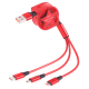 Câble USB 3 En 1 Rétractable 1,2 m Pour Charge Stable Transfert De Données USB-C 8 Pin Et Micro USB Rouge - www.yonis-shop.com