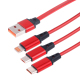 Câble USB 3 En 1 Rétractable 1,2 m Pour Charge Stable Transfert De Données USB-C 8 Pin Et Micro USB Rouge - www.yonis-shop.com