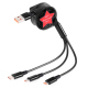 Câble USB 3 En 1 Rétractable 1,2 m Pour Charge Stable Transfert De Données USB-C 8 Pin Et Micro USB Rouge - www.yonis-shop.com