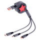 Câble USB 3 En 1 Rétractable 1,2 m Pour Charge Stable Transfert De Données USB-C 8 Pin Et Micro USB Rouge - www.yonis-shop.com