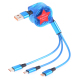 Câble USB 3 En 1 Rétractable 1,2 m Pour Charge Stable Transfert De Données USB-C 8 Pin Et Micro USB Rouge - www.yonis-shop.com