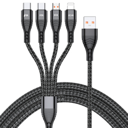 Câble De Charge Rapide 4 En 1 66 W 6 A Pour 4 Appareils À La Fois 8 Pin Micro USB Double USB C 2 M Tressé