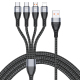 Câble De Charge Rapide 4 En 1 66W Pour 4 Appareils 6A USB 8 Pin Micro USB Double USB-C 1,2 m Tressé Gris